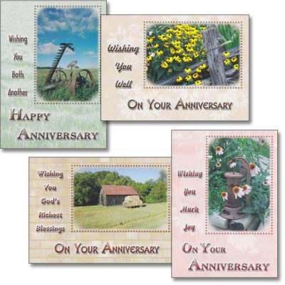 Anniversary Cards - Country Life - Set of 4